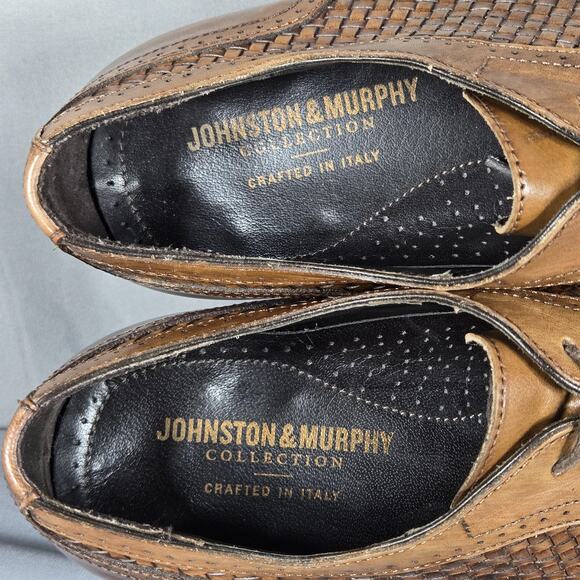 Johnston & Murphy Cormac Oxford Mens 9.5 M Mahogany Woven Italian Calfskin Shoes main image 4